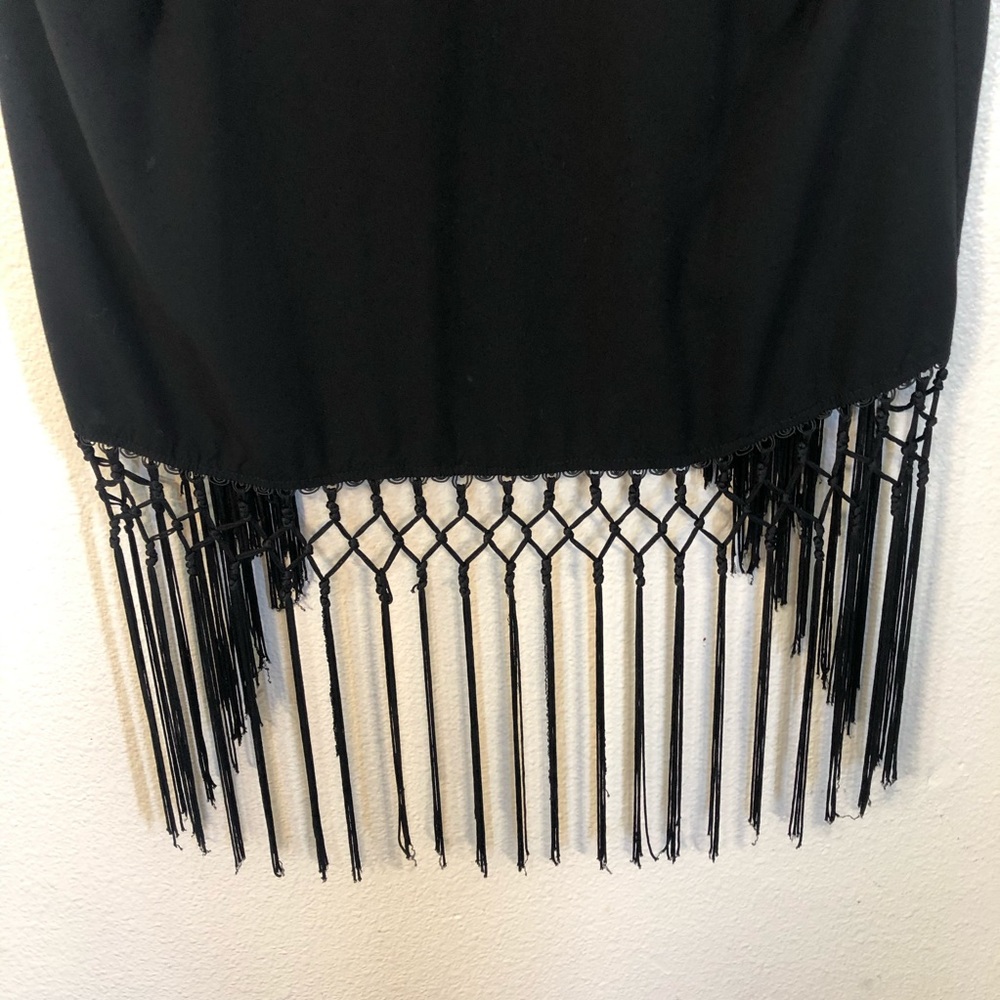 Black and White Embroidered Fringe Shawl Cardigan - Picture 11 of 13